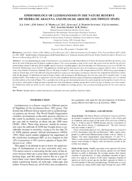 Epidemiology of Leishmaniosis in the Nature Reserve Ofsierra Dearacena and Picos De Aroche (Southwest Spain)