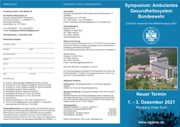 3. Dezember 2021 Symposium: Ambulantes Gesundheitssystem Bundeswehr