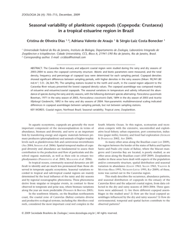 Seasonal Variability of Planktonic Copepods (Copepoda: Crustacea) in a Tropical Estuarine Region in Brazil