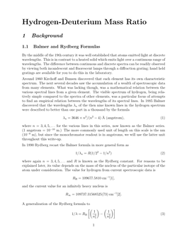 Hydrogen-Deuterium Mass Ratio