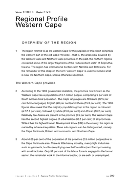 Regional Profile Western Cape