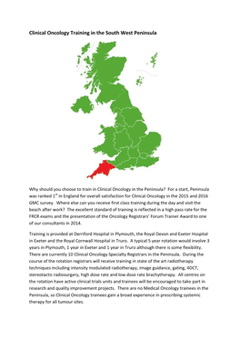 Clinical Oncology Training in the South West Peninsula