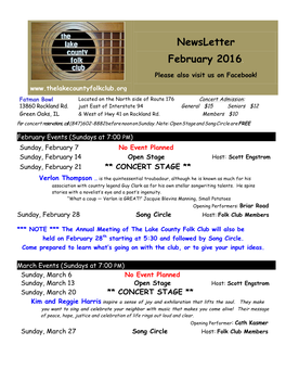 Newsletter February 2016