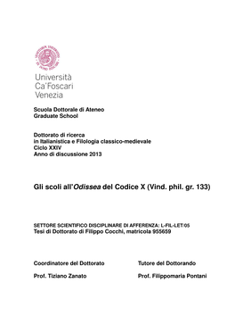 Gli Scoli All'odissea Del Codice X (Vind. Phil. Gr. 133)