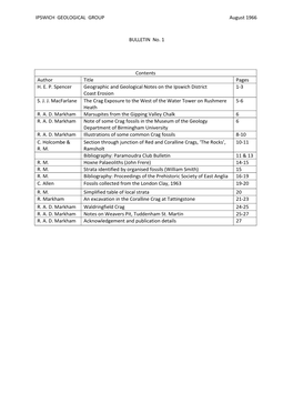 IPSWICH GEOLOGICAL GROUP August 1966 BULLETIN No. 1