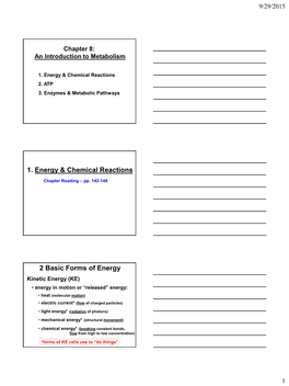 1. Energy & Chemical Reactions 2 Basic Forms of Energy