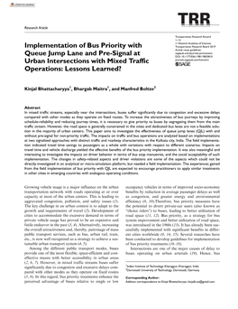 Implementation of Bus Priority with Queue Jump Lane and Pre-Signal at Urban Intersections with Mixed Traffic Operations