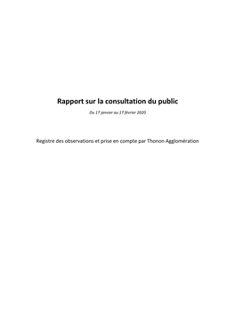 Rapport Sur La Consultation Du Public