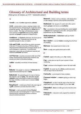 Glossary of Architectural and Building Terms (Dates Given, for Instance, As C19 = ‘Nineteenth Century')Century')