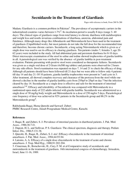 Secnidazole in the Treatment of Giardiasis