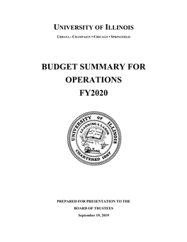 Budget Summary for Operations Fy2020