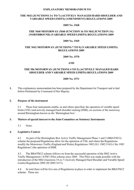 Explanatory Memorandum to the M6 Motorway (Junctions