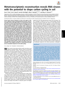 Metatranscriptomic Reconstruction Reveals RNA Viruses with the Potential to Shape Carbon Cycling in Soil