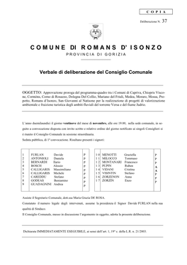 Verbale Di Deliberazione Del Consiglio Comunale