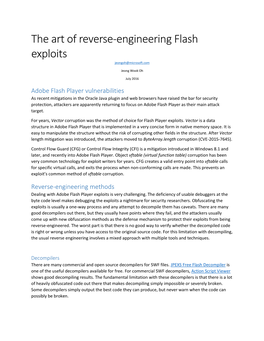 The Art of Reverse-Engineering Flash Exploits Jeongoh@Microsoft.Com