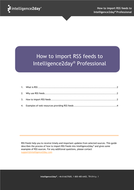 How to Import RSS Feeds to Intelligence2day® Professional