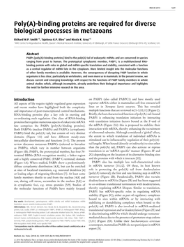 Poly(A)-Binding Proteins Are Required for Diverse Biological Processes in Metazoans