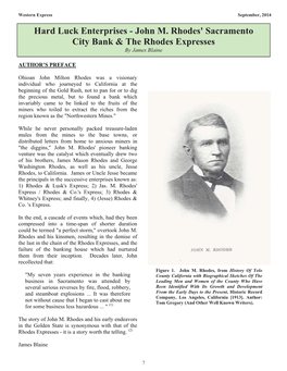 John M. Rhodes' Sacramento City Bank & the Rhodes Expresses