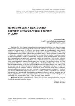 West Meets East. a Well-Rounded Education Versus an Angular Education in Japan