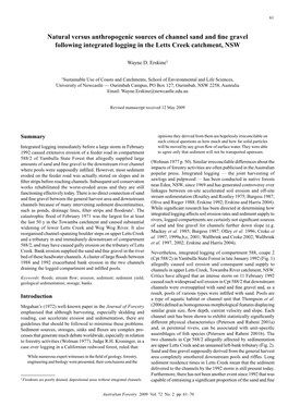 Natural Versus Anthropogenic Sources of Channel Sand and Fine Gravel Following Integrated Logging in the Letts Creek Catchment, NSW