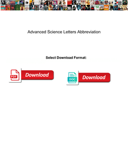 Advanced Science Letters Abbreviation