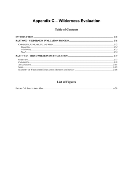 Appendix C – Wilderness Evaluation