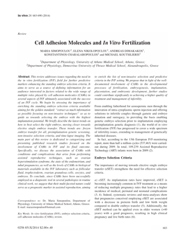 Cell Adhesion Molecules and in Vitro Fertilization