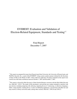 EVEREST: Evaluation and Validation of Election-Related Equipment, Standards and Testing∗†