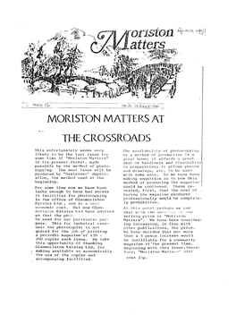 Moriston Matters at the Crossroads