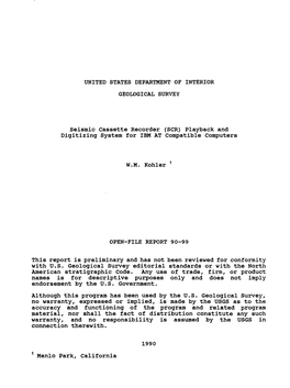 Seismic Cassette Recorder (SCR) Playback and Digitizing System for IBM at Compatible Computers