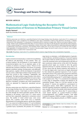 Mathematical Logic Underlying the Receptive Field Organization of Neurons in Mammalian Primary Visual Cortex Shigeko Takahashi* Kyoto City University of Arts, Japan