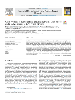 Green Synthesis of Fluorescent N,O-Chelating Hydrazone Schiff