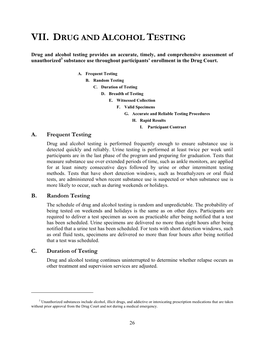 Vii. Drug and Alcohol Testing