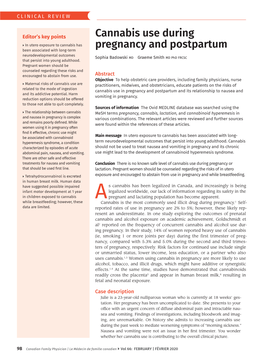 Cannabis Use During Pregnancy and Postpartum