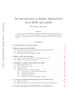 An Introduction to Higher Dimensional Local Fields and Ad`Eles