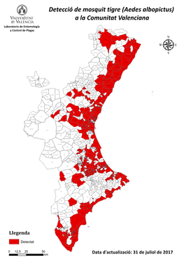 Detecció De Mosquit Tigre (Aedes Albopictus) a La Comunitat Valenciana Laboratorio De Entomología Zorita Del Maestrazgo