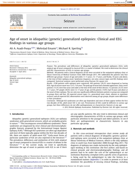 Age of Onset in Idiopathic (Genetic) Generalized Epilepsies: Clinical and EEG