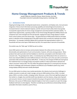 Home Energy Management Products & Trends