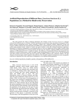 Artificial Reproduction of Different Dace, Leuciscus Leuciscus (L.) Populations As a Method for Biodiversity Preservation