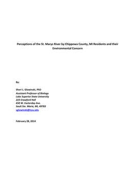 Perceptions of the St. Marys River by Chippewa County, MI Residents and Their Environmental Concern