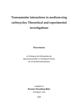 Transannular Interactions in Medium-Ring Carbocycles: Theoretical and Experimental Investigations