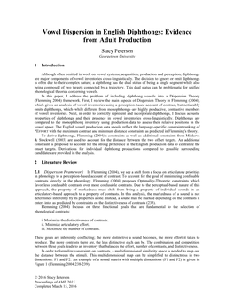 Vowel Dispersion in English Diphthongs: Evidence from Adult Production