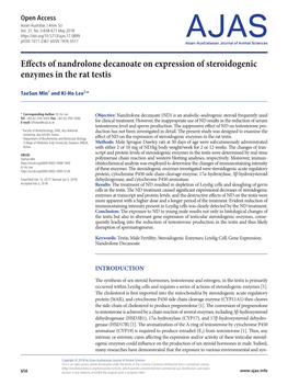 Effects of Nandrolone Decanoate on Expression of Steroidogenic Enzymes in the Rat Testis