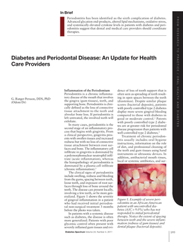 Diabetes and Periodontal Disease: an Update for Health Care Providers