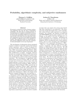 Probability, Algorithmic Complexity, and Subjective Randomness