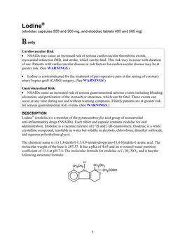 Lodine (Etodolac Capsules 200 and 300 Mg, and Etodolac Tablets 400 and 500 Mg)