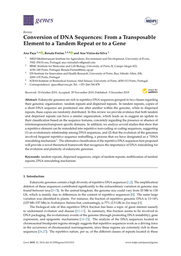 Conversion of DNA Sequences: from a Transposable Element to a Tandem Repeat Or to a Gene