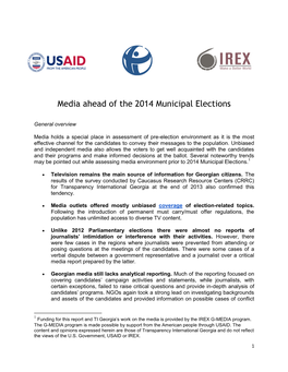 Media Ahead of the 2014 Municipal Elections