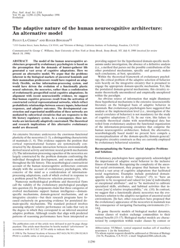 The Adaptive Nature of the Human Neurocognitive Architecture: an Alternative Model