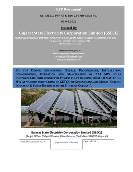 GSECL/ PP/ RE & BD/ 224 MW Solar PV